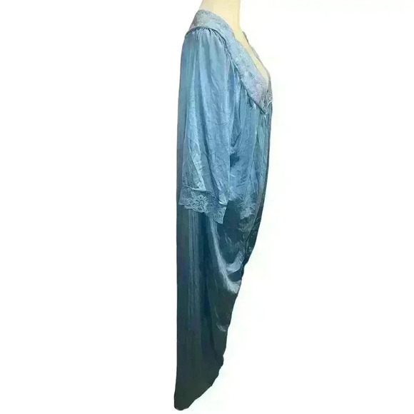 Vintage Jenelle of California Nightgown Robe Nylon Tricot Blue Lace - Picture 2 of 6